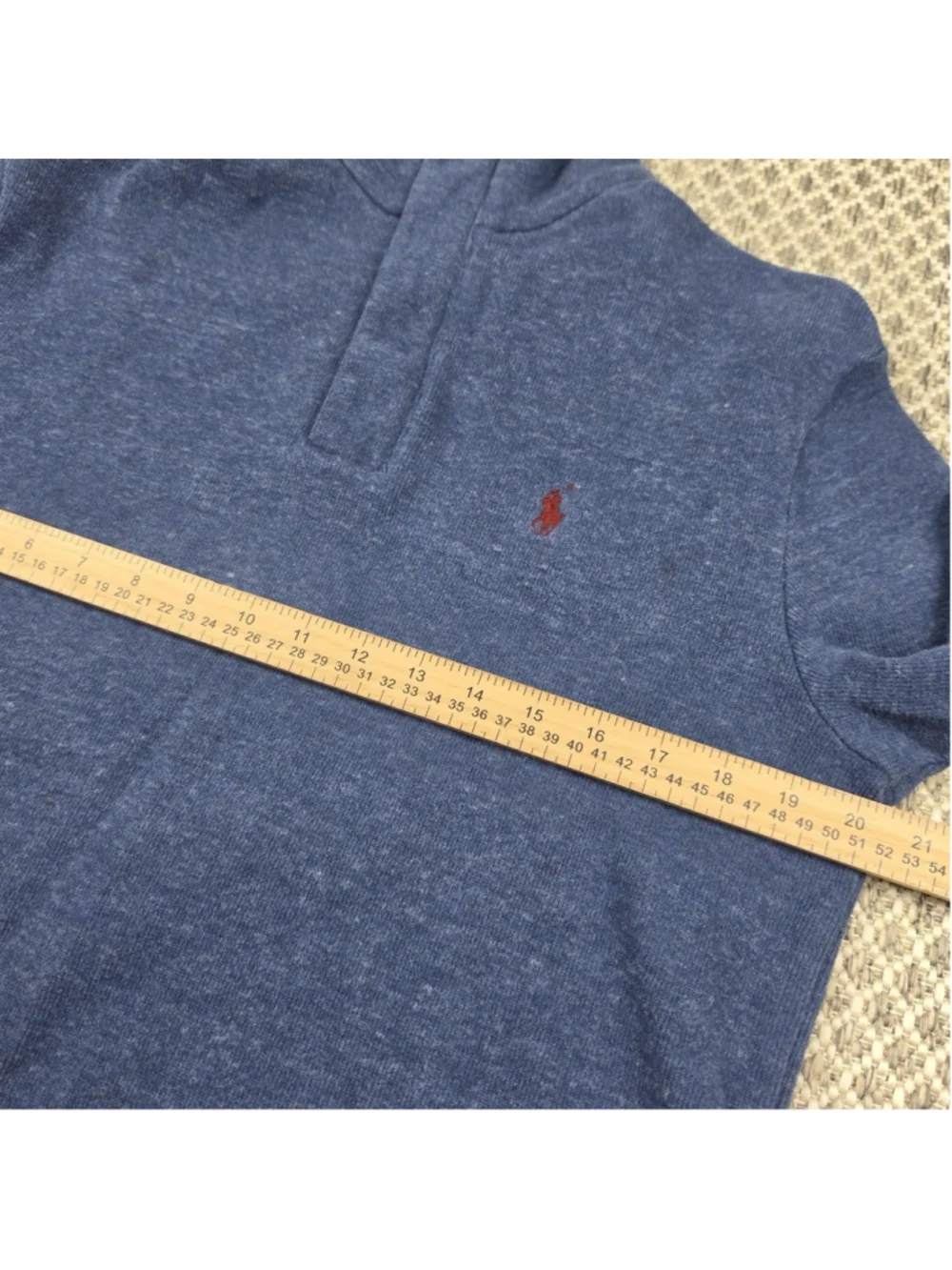 Polo Ralph Lauren Blue Shawl Collar Sweater Mens Small Leather Trim Cotton